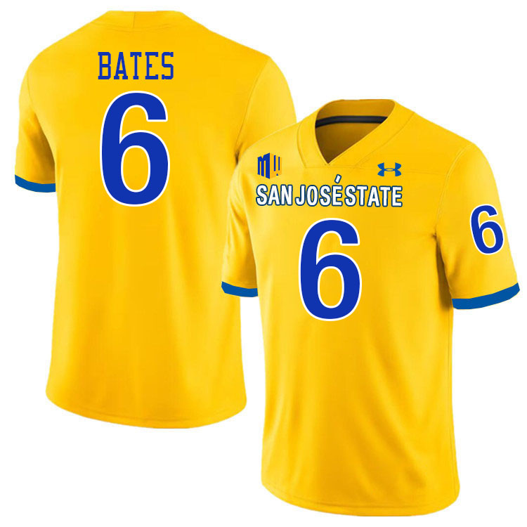 San Jose State Spartans #6 Jabari Bates College Football Jerseys,Uniforms-Gold